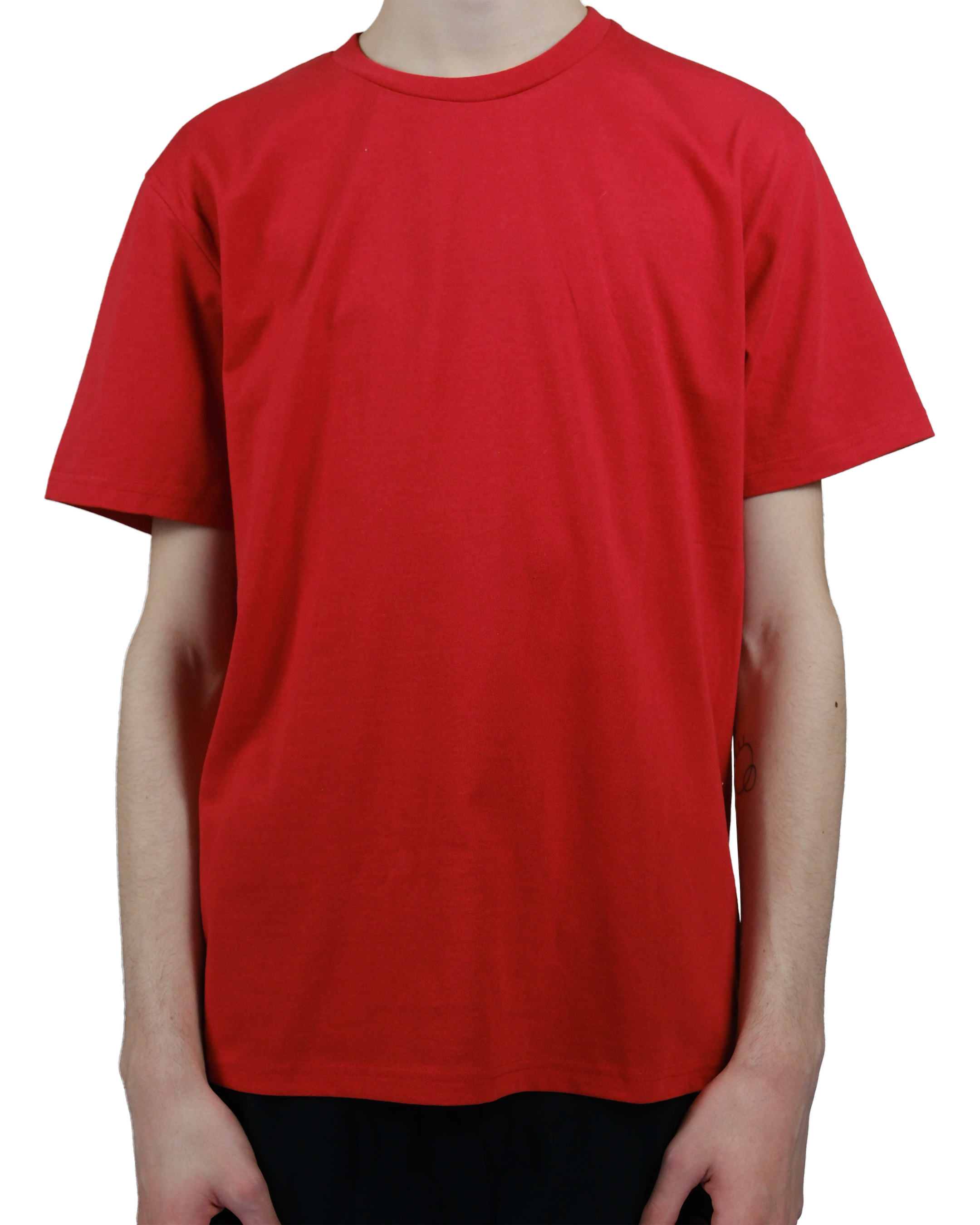 წითელი მაისური 100% ბამბის ქსოვილით — იდეალურია ბეჭდვისთვის და თავისუფალი სტილისთვის