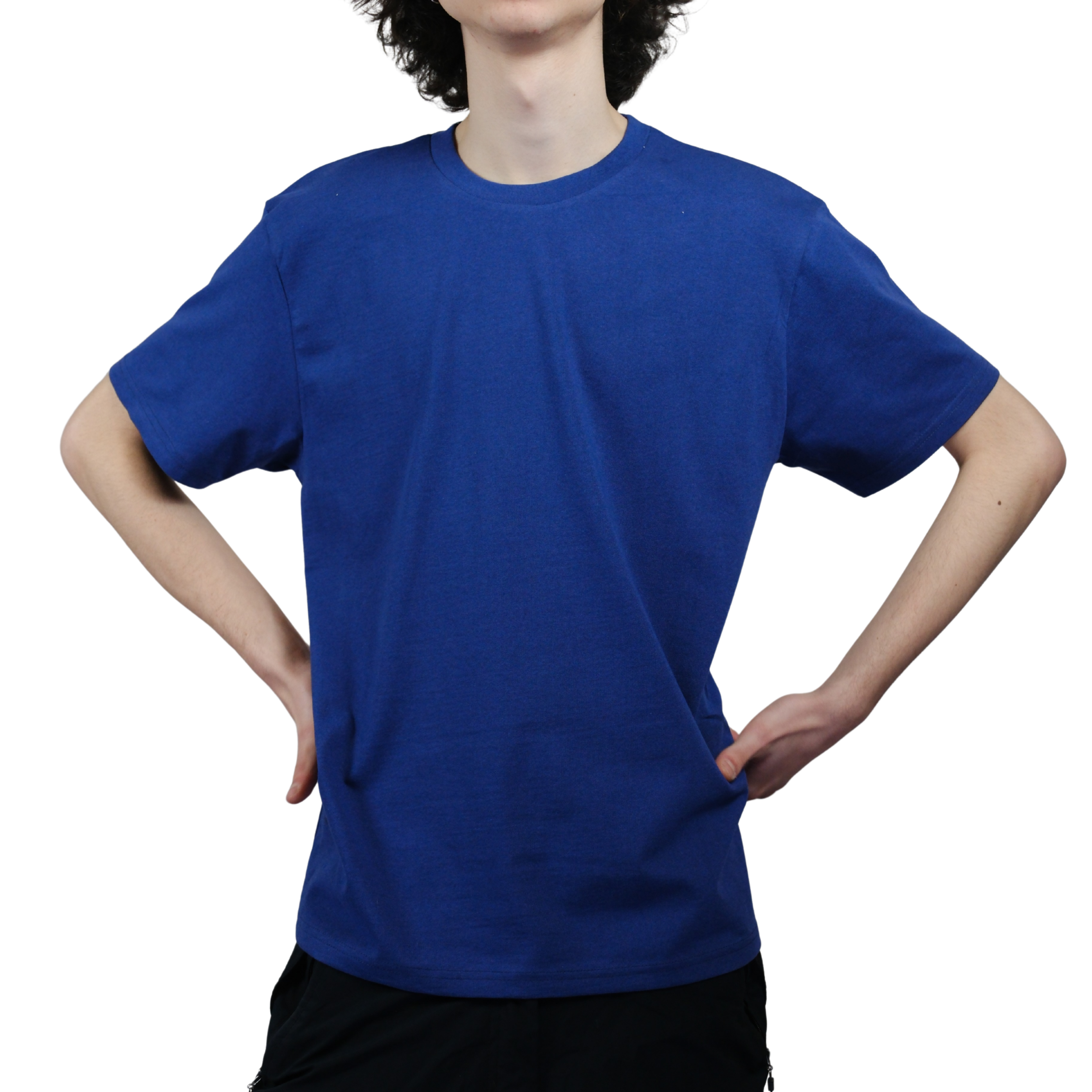 100% ბამბის ლურჯი მაისური — რბილი ტექსტილი და იდეალური ბეჭდვისთვის